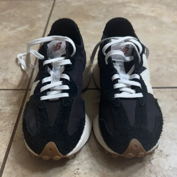 New Balance 327 Black and Cream Sneakers - Picture 3 of 5